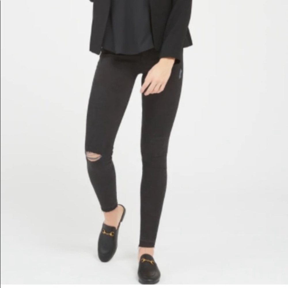 Spanx Black Distressed Jeggings